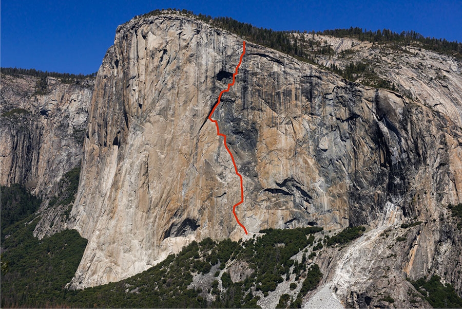 Sonnie Trotter, El Capitan, Yosemite - La ligne du mur d'Amérique du Nord sur El Capitan, Yosemite.  Escaladé pour la première fois en 1964 par quatre des grimpeurs les plus influents de l'âge d'or de la vallée, Yvon Chouinard, Tom Frost, Chuck Pratt et Royal Robbins, le mur NA représentait une autre avancée importante en termes d'éthique et de style.