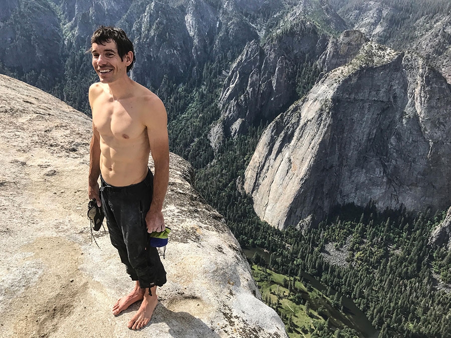 Alex Honnold El Capitan, Freerider - Alex Honnold après son ascension solo gratuite du Freerider, El Capitan, Yosemite, USA le 3 juin 2017.