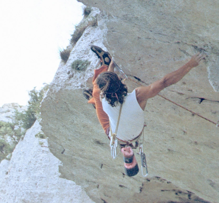 Patrick Berhault - Patrick Berhault réalisant la première ascension de la Diretta al Tetto di Monte Cucco, Finale Ligure, 1980