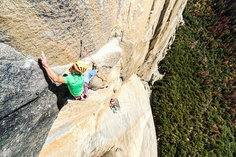 Mur dièdre, El Capitan, Yosemite, Katharina Saurwein, Jorg Verhoeven - Jorg Verhoeven répétant le mur dièdre, El Capitan, Yosemite, novembre 2016