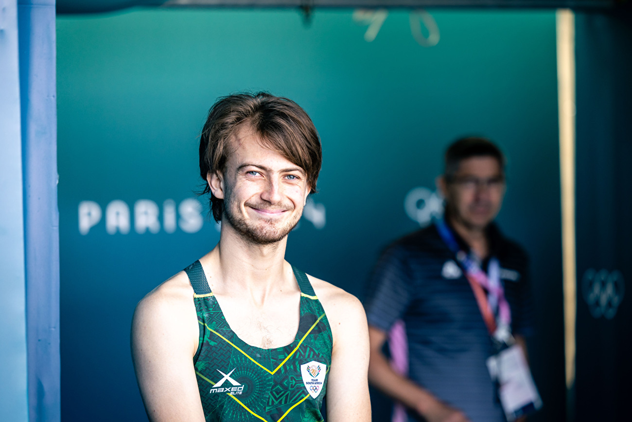 JO Paris 2024 - JO Paris 2024 : Mel Janse Van Rensburg à l'entraînement au mur d'escalade du Bourget