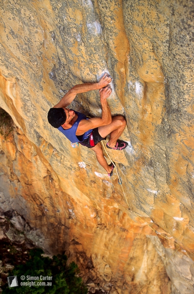 Mount Arapiles, Australie - Sean Myles, Punks in the Gym (32), The Pharos, Mount Arapiles, Victoria, Australie. Cir 1992.