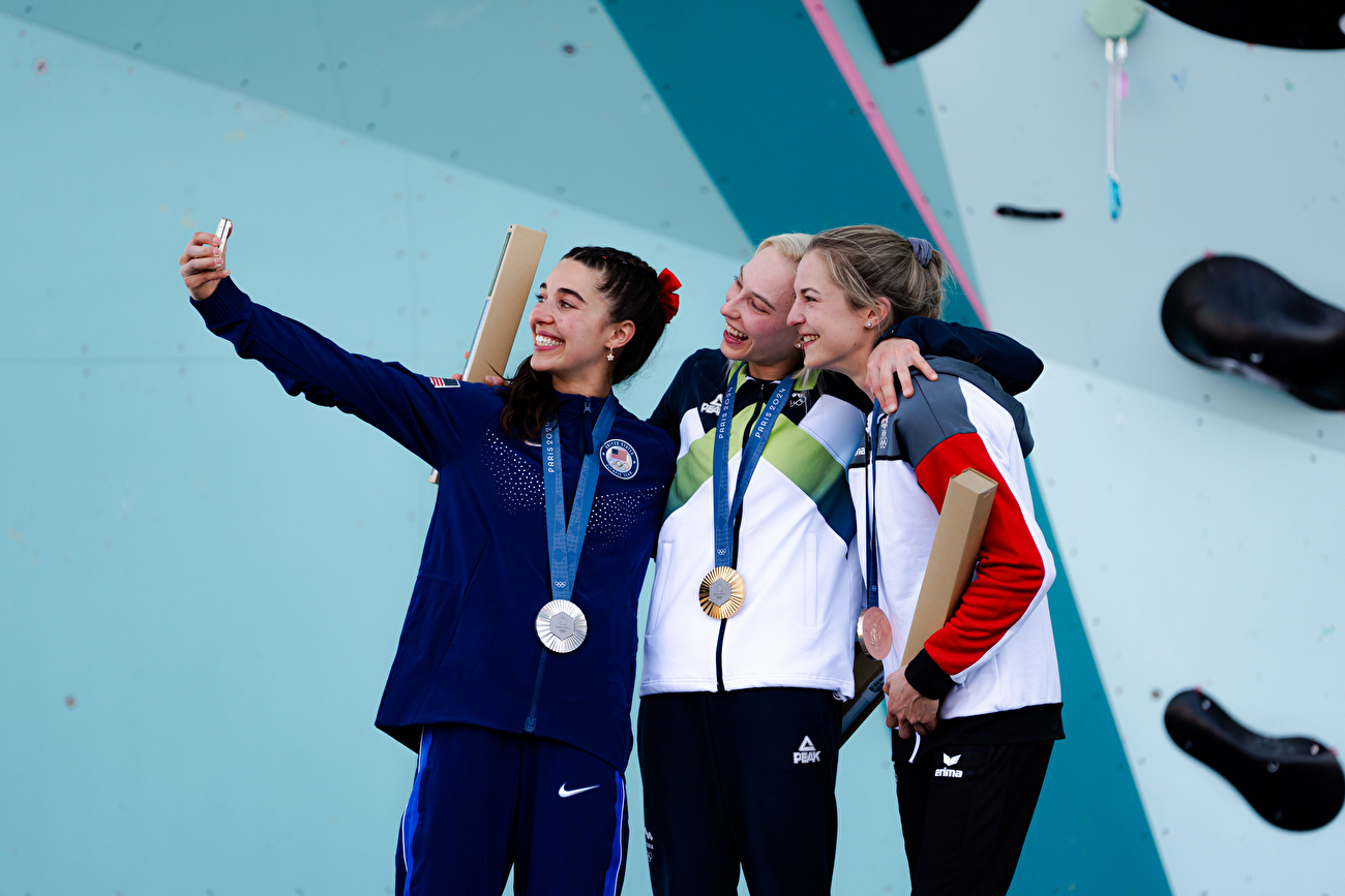 Brooke Raboutou, Janja Garnbret, Jessica Pilz, Jeux Olympiques de Paris 2024 - Brooke Raboutou, Janja Garnbret et Jessica Pilz, Jeux Olympiques de Paris 2024, Finales du combiné bloc et plomb, jour 6