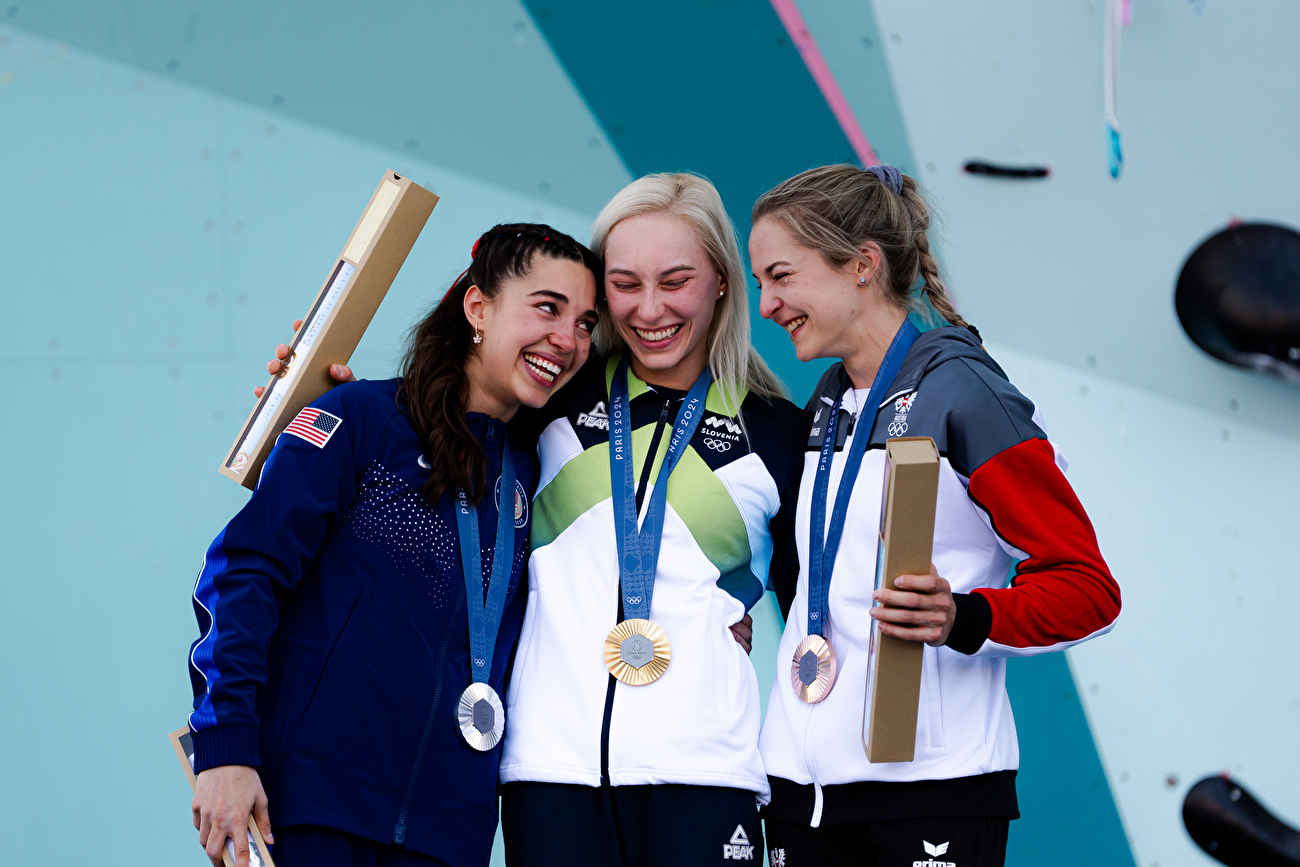 Brooke Raboutou, Janja Garnbret, Jessica Pilz, Jeux Olympiques de Paris 2024 - Brooke Raboutou, Janja Garnbret et Jessica Pilz, , Jeux Olympiques de Paris 2024, Finales du combiné bloc et plomb, jour 6