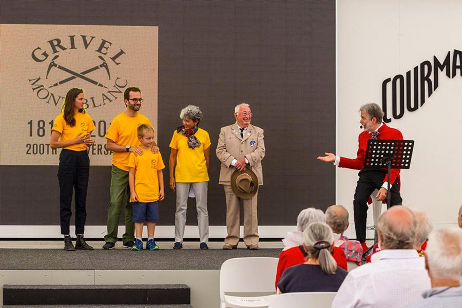 Grivel Day, Courmayeur - Gioachino Gobbi, Betta Gobbi, Oliviero Gobbi lors des célébrations du Grivel Day à Courmayeur le 5 août 2018