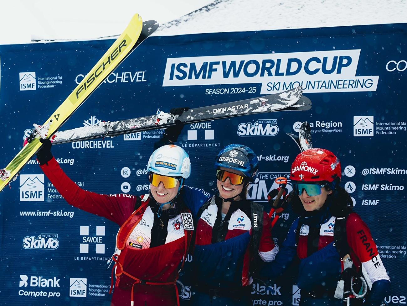 Coupe du monde de ski-alpinisme 2024/2025 - 2. Marianne Fatton 1. Emily Harrop 3. Margot Ravinel, Courchevel Sprint, Coupe du monde de ski-alpinisme 2024/2025