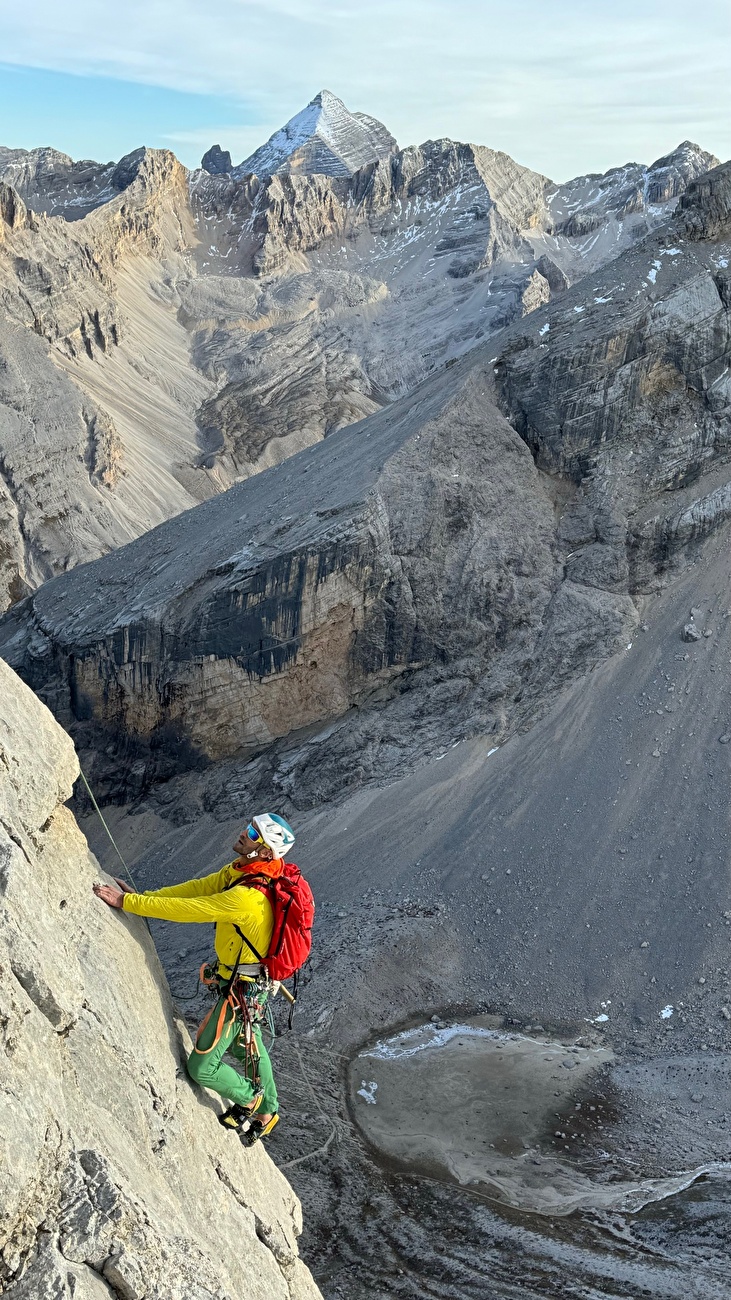 Piz Parom, Dolomites, Simon Kehrer, Hubert Eisendle - La première ascension de la 'Via dla Surité' au Piz Parom (Simon Kehrer, Hubert Eisendle 05/11/2024)