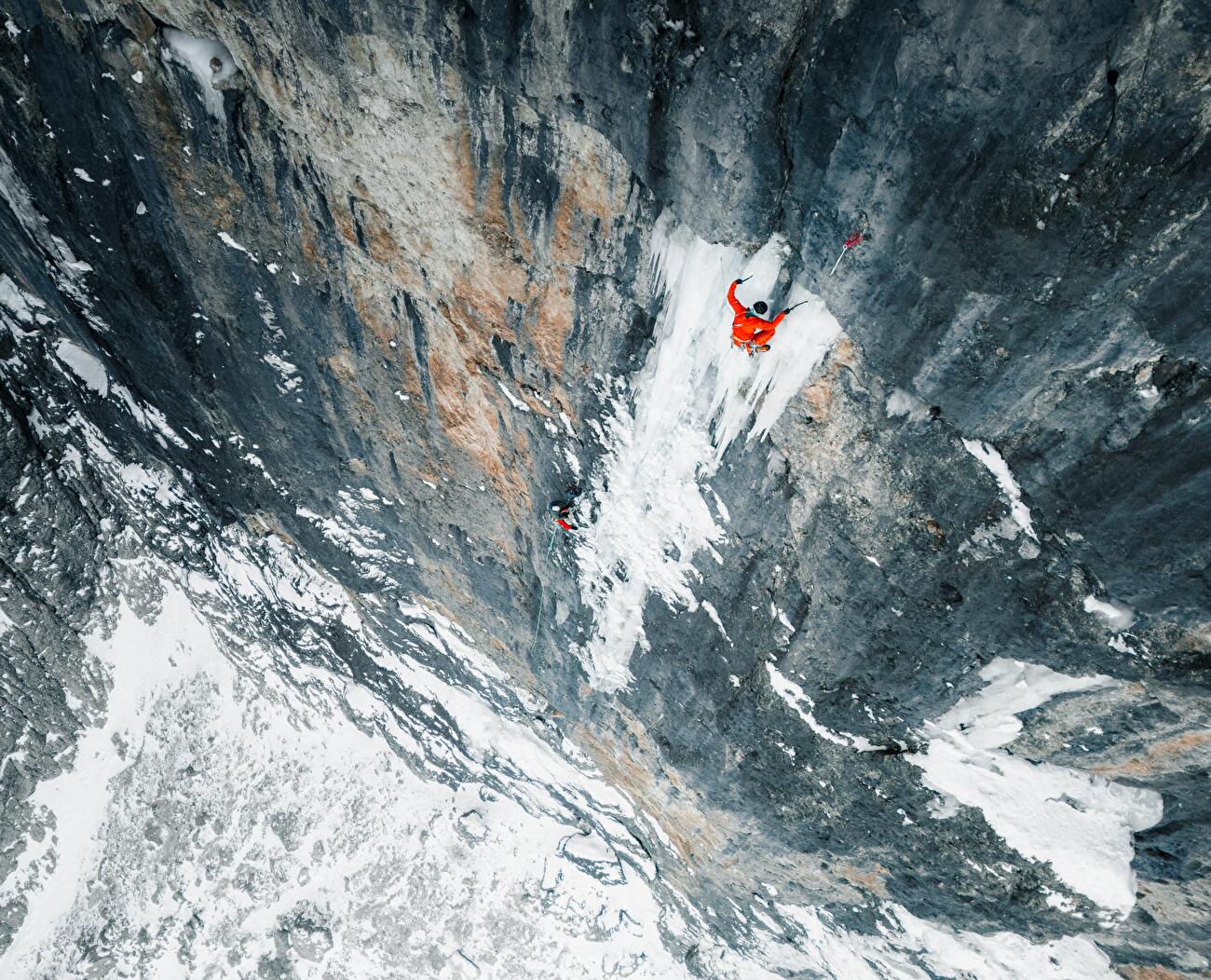 Mur de Pisciadù, Sella, Dolomites, Simon Gietl, Manuel Oberarzbacher - La première ascension de 'Hybrid' sur Mur de Pisciadù dans le groupe Sella des Dolomites (Simon Gietl, Manuel Oberarzbacher 09,12/12/2024)