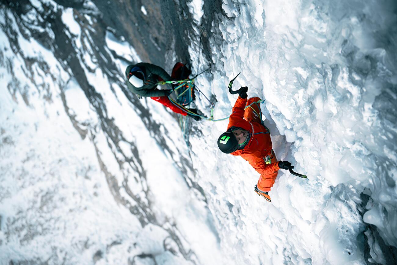 Mur de Pisciadù, Sella, Dolomites, Simon Gietl, Manuel Oberarzbacher - La première ascension de 'Hybrid' sur Mur de Pisciadù dans le groupe Sella des Dolomites (Simon Gietl, Manuel Oberarzbacher 09,12/12/2024)