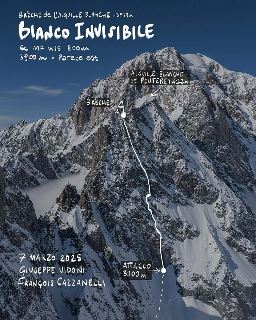 Météo hivernal blanc à Peuterene, Monte Cresif, Monte Vidif (François Cazzniali on Bright Maassif (François Cazzielli, Giuseppe V Vidsi 07/03/202/2025)