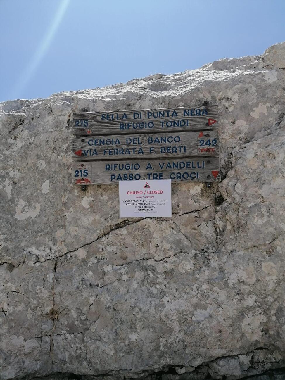 Via Ferrata Berti sur Croda Marcora (Dolomites) fermé en raison du glissement de terrain
