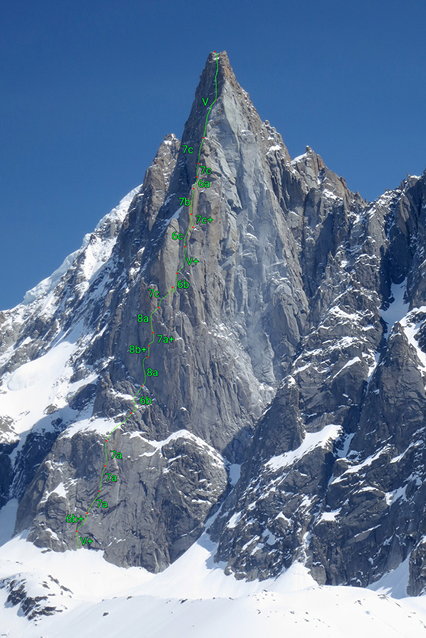 Voie Lafaille on Drus West face freed by Léo Billon, Enzo Oddo
