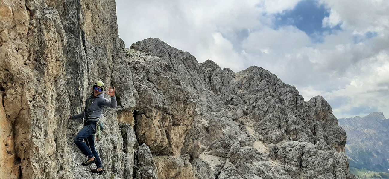 Punta Kafmann, Rosengarten, Dolomites, Gianpietro Todesco, Michele Torresani - La première ascension de 'Flying Batter