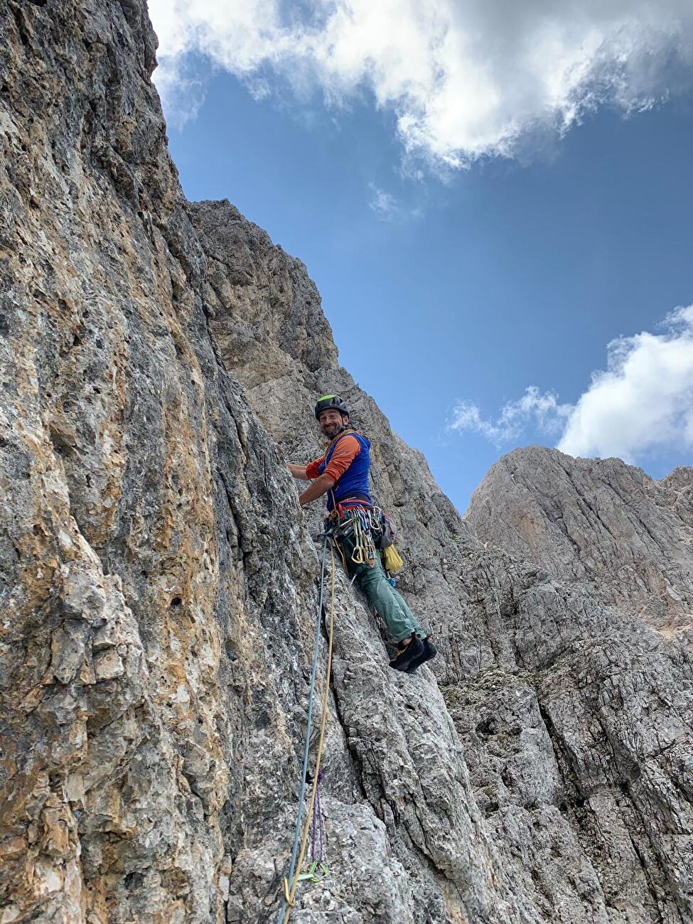 Punta Kafmann, Rosengarten, Dolomites, Gianpietro Todesco, Michele Torresani - La première ascension de 'Flying Batter