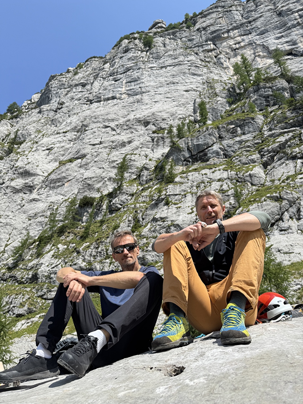 Monte Robon, Canin, Julian Alpes, Massimo Sacchi, Marco Stern - Marco Sternni et Massimo Sacchi, les premiers ascensionnistes en 1997 de `` La beauté ne connaît pas la peur '' sur Monte Robon dans les Alpes Julian