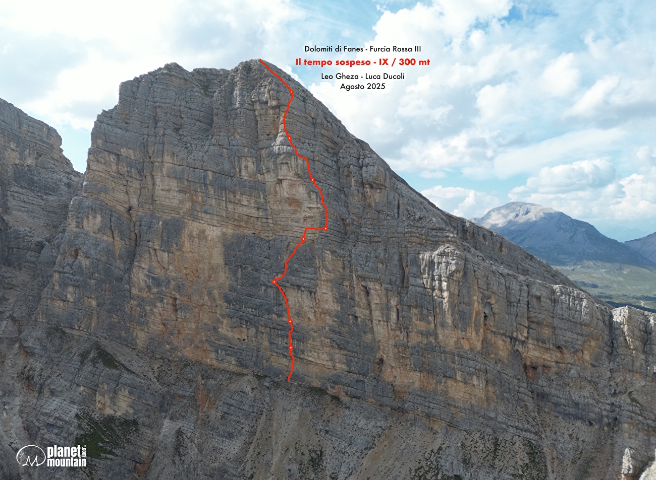 The Suspended Time, Furcia Rossa III Dolomites, Luca Ducoli, Leo Gheza - La ligne d'itinéraire de «The Suspended Time» sur Furcia Rossa III, Dolomites (Luca Ducoli, Leo Gheza 08/2025) The Suspended Time, Furcia Rossa III Dolomites, Luca Ducoli, Leo Gheza - La ligne d'itinéraire de «The Suspended Time» sur Furcia Rossa III, Dolomites (Luca Ducoli, Leo Gheza 08/2025)