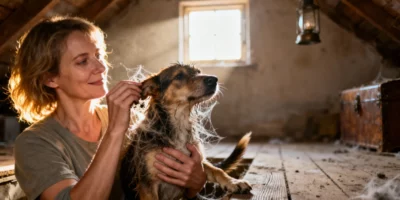 En nettoyant une maison, elle sauve un chien prisonnier du grenier : incroyable récit