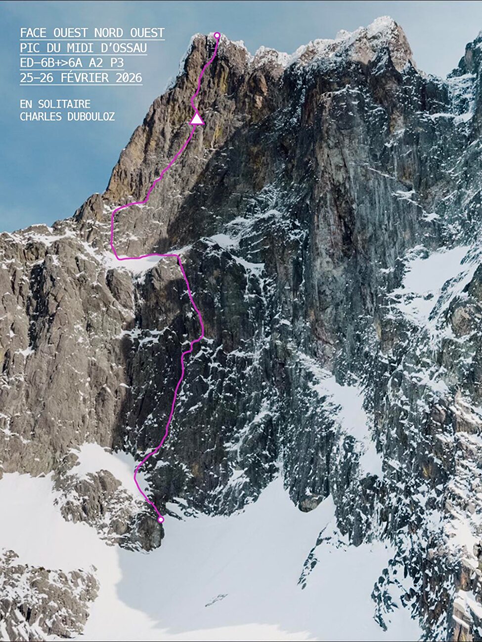 Charles Dubouloz - Charles Dubouloz solo on the west face of Pic du Midi d’Ossau 25-26/02/2026 Charles Dubouloz - Charles Dubouloz solo on the west face of Pic du Midi d’Ossau 25-26/02/2026