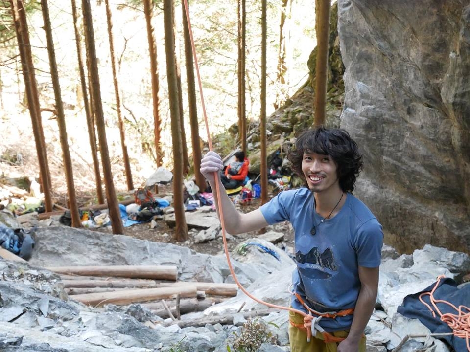 Sachi Amma - Sachi Amma après avoir libéré le premier 9b du Japon, Soul Mate à Gozen Rock