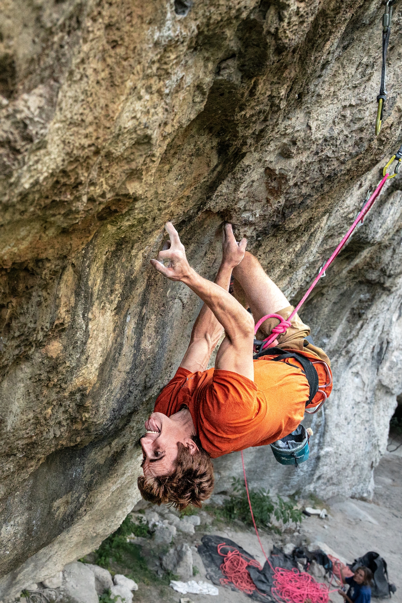 Sébastien Bouin - Seb Bouin making the flash first ascent of 'Baise moi' 8c+ at Saint Auban, Verdon Gorge, France