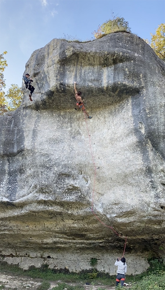 Seb Bouin, Hugh, Eaux Claires - Sébastien Bouin on Hugh at Eaux Claires, the first 9a in France established by Fred Rouhling in 1993.
