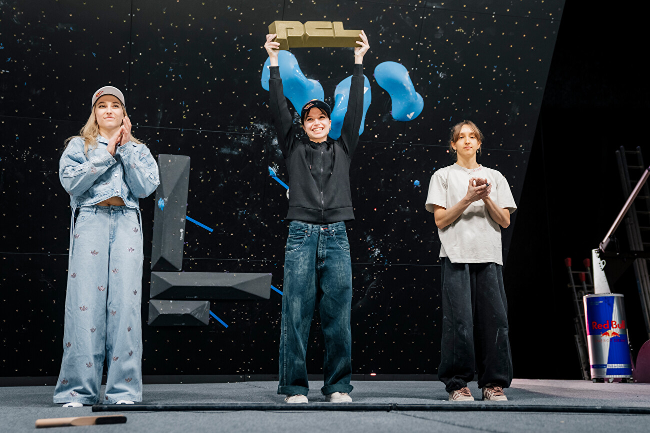 Pro Climbing League 2026 Londres - 2. Janja Garnbret 1. Oriane Bertone 3. Annie Sanders, Pro Climbing League Londres 2026