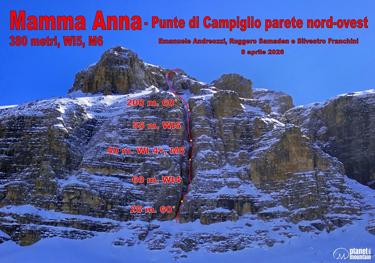 Ascension mixte Mamma Anna ajoutée à Punte di Campiglio dans les Dolomites de Brenta (Italie)
