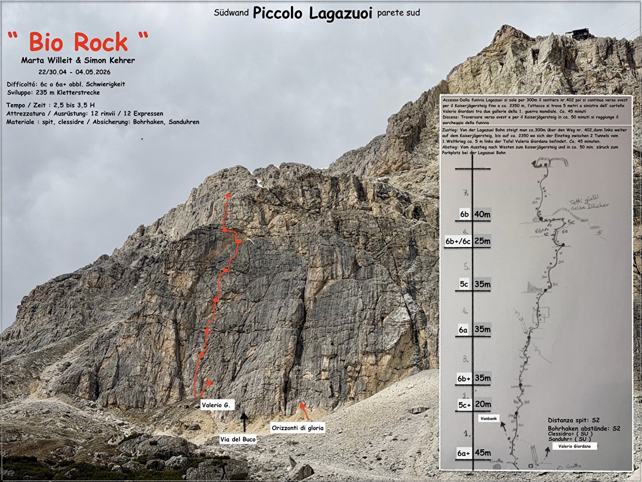 Bio Rock Piccolo Lagazuoi, Dolomites, Simon Kehrer, Marta Willeit - La première ascension du 'Bio Rock' sur la face sud du Piccolo Lagazuoi, Dolomites (Simon Kehrer, Marta Willeit 04-05/2026) Bio Rock Piccolo Lagazuoi, Dolomites, Simon Kehrer, Marta Willeit - La première ascension du 'Bio Rock' sur la face sud du Piccolo Lagazuoi, Dolomites (Simon Kehrer, Marta Willeit 04-05/2026)