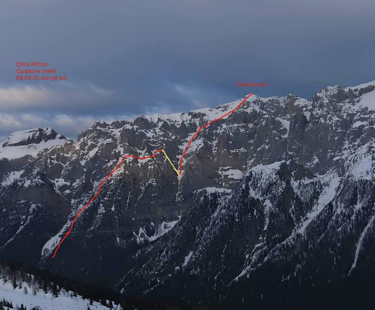 Cima Rocca, Brenta Dolomites, Luca Dallavalle, Roberto Dallavalle - Cima Rocca West Couloir (Brenta Dolomites) : montée et descente à ski réalisées par Luca Dallavalle et Roberto Dallavalle le 04/04/2026 Cima Rocca, Brenta Dolomites, Luca Dallavalle, Roberto Dallavalle - Cima Rocca West Couloir (Brenta Dolomites) : montée et descente à ski réalisées par Luca Dallavalle et Roberto Dallavalle le 04/04/2026