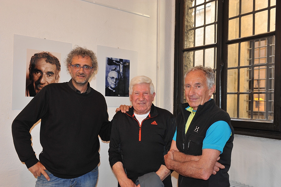 Monti Sorgenti, Lecco, Giulio Malfer - Giulio Malfer, Pierluigi Airoldi et Mario Conti à l'exposition Sguardi dall'Alto à Lecco