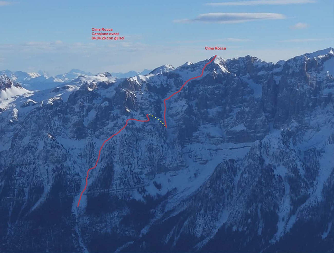 Cima Rocca, Brenta Dolomites, Luca Dallavalle, Roberto Dallavalle - Cima Rocca West Couloir (Brenta Dolomites) : montée et descente à ski réalisées par Luca Dallavalle et Roberto Dallavalle le 04/04/2026 Cima Rocca, Brenta Dolomites, Luca Dallavalle, Roberto Dallavalle - Cima Rocca West Couloir (Brenta Dolomites) : montée et descente à ski réalisées par Luca Dallavalle et Roberto Dallavalle le 04/04/2026