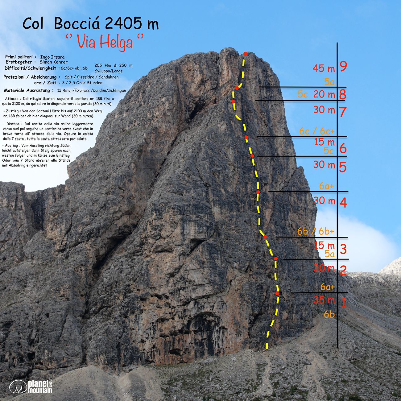 Via Helga, Col Bocià, Dolomites, Ingo Irsara, Simon Kehrer - Le topo de 'Via Helga' jusqu'au Col Bocia, Dolomites (Ingo Irsara, Simon Kehrer 2023) Via Helga, Col Bocià, Dolomites, Ingo Irsara, Simon Kehrer - Le topo de 'Via Helga' jusqu'au Col Bocia, Dolomites (Ingo Irsara, Simon Kehrer 2023)